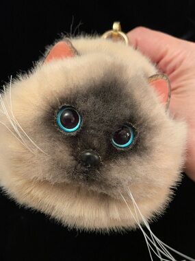 Realistic Siamese Cat Kitty Plush Purse with Chain Strap
